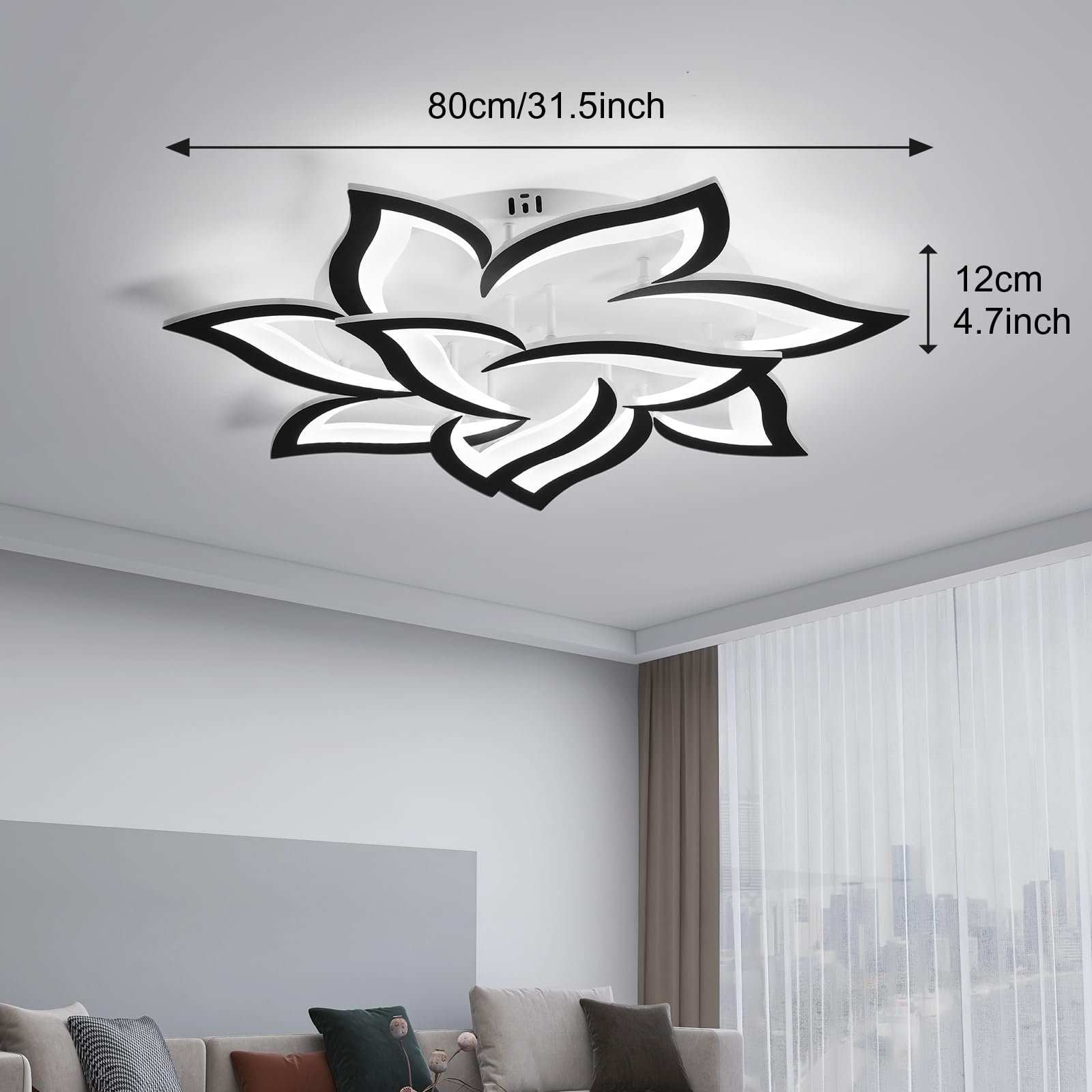Jaymp 31.5'' Flower Shaped Ceiling Light Dimmable Modern Ceiling Lamp Remote Control Led Lighting Fixture For Living Room Bedroo