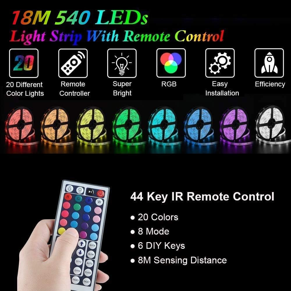 Vbakor 60FT Boat LED Strip Lights, Waterproof Multi-Color Interior Deck Lighting for Marine, Pontoon, Jon, Bass, Yacht, Night Fishing
