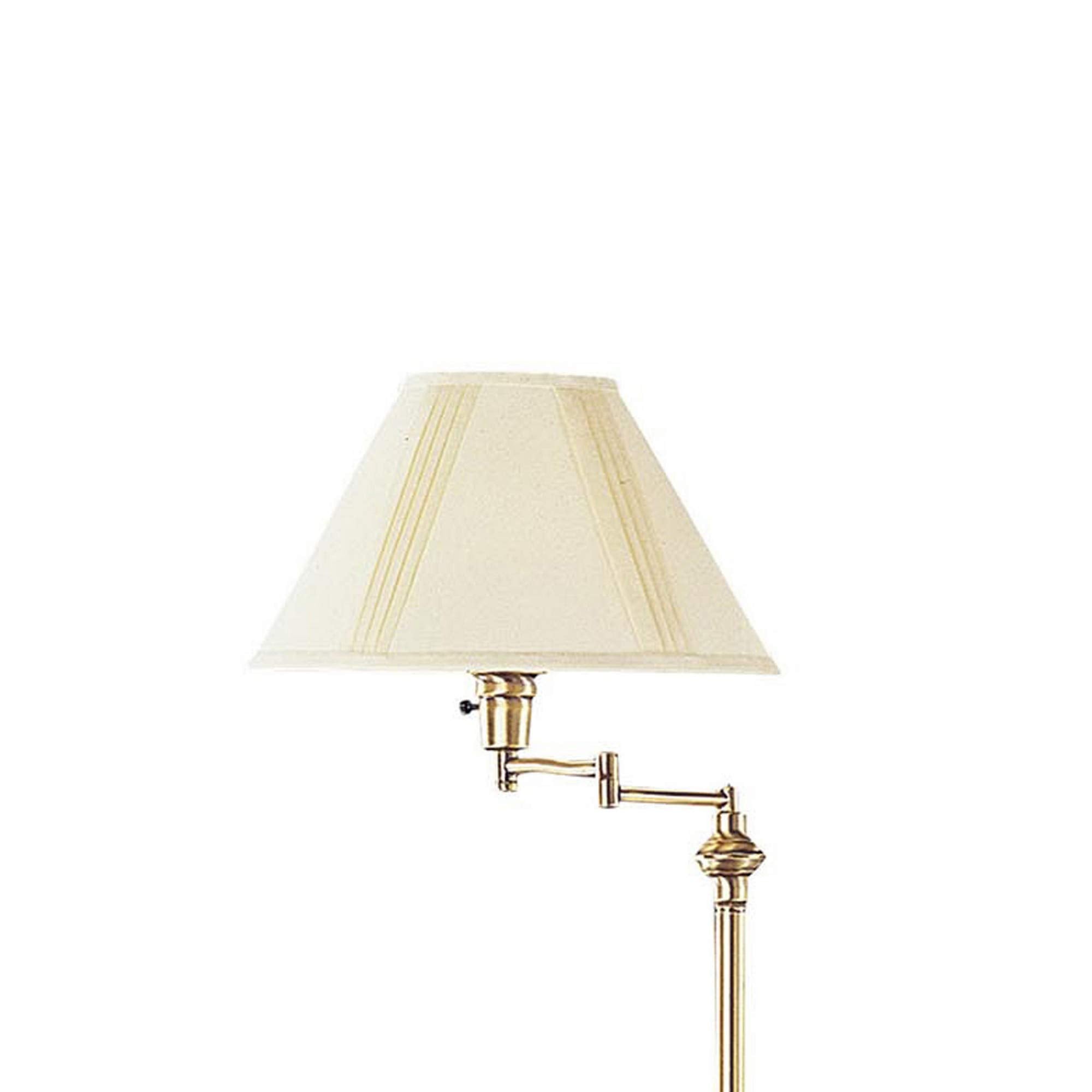 Benzara Metal Floor Lamp with Swing Arm, 150 Watt, Fabric Conical Shade, Gold, Model BM220859