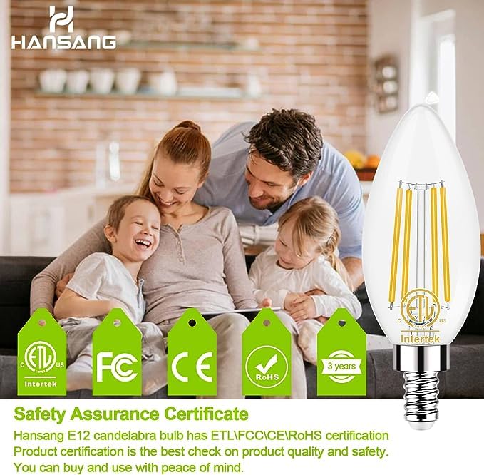 Hansang 10 Pack E12 Led Candelabra Bulb 4000K Natural Daylight, Ceiling Fan Light Bulbs 40W Equivalent, Samll Base Chandelier Li