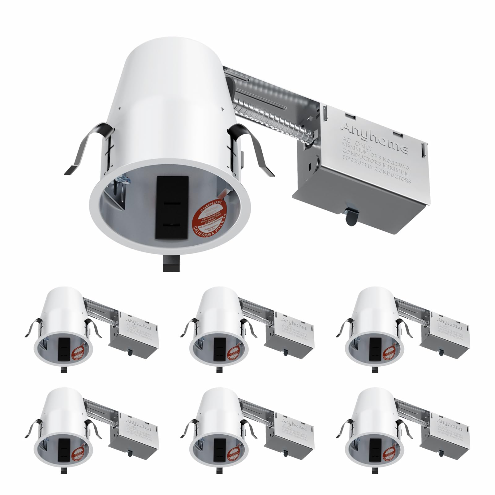 Anyhome 24 Pack 4 Inch Recessed Lighting Housing Remodel, 2024 Version IC Rated & Air Tight General Can Light Housing, Recessed 