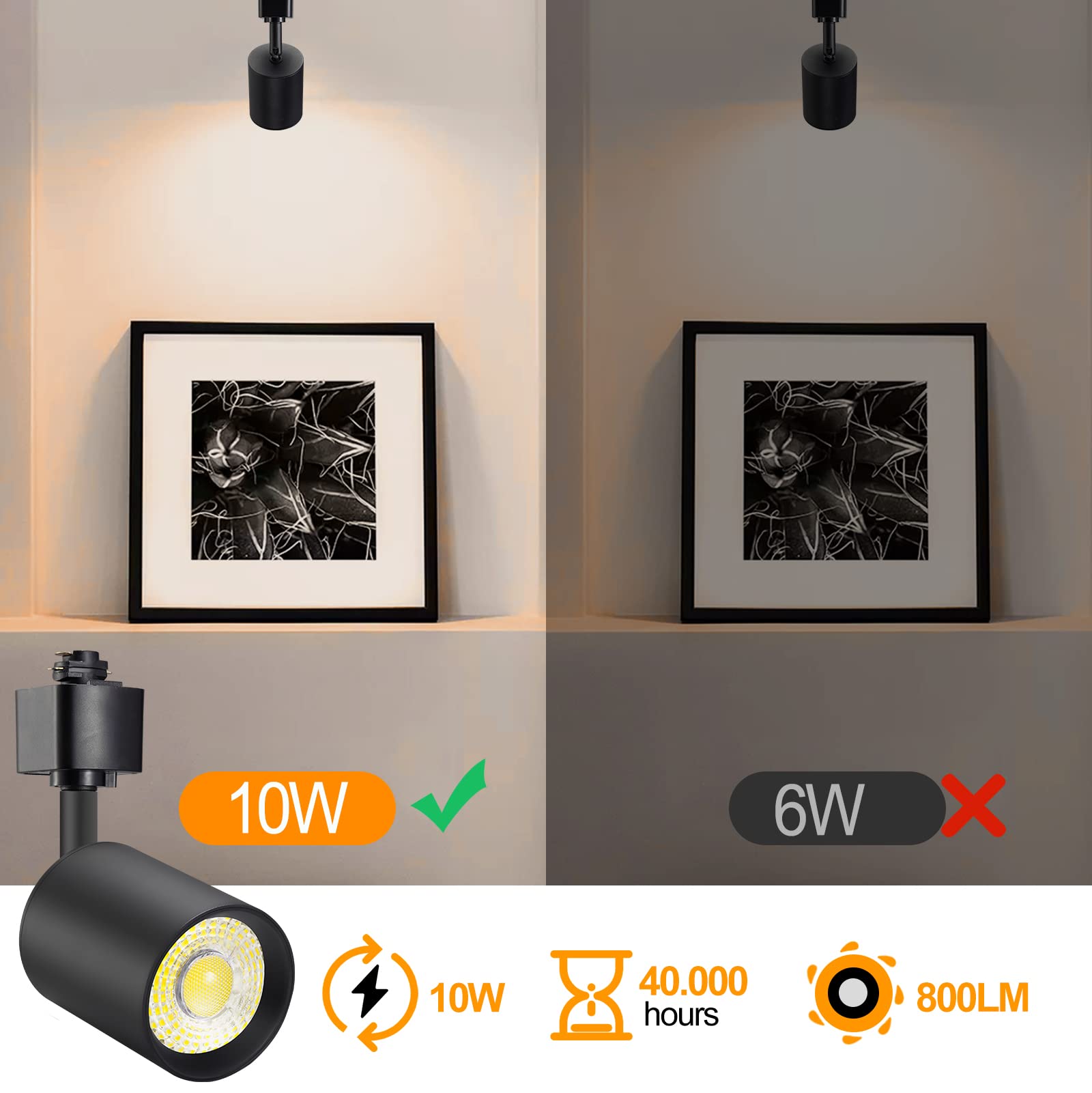 Vanoopee 10W Dimmable Led Track Lighting Heads H Type Track Light Replacement Fixtures Bright 4000K Neutral White Ceiling Spotlight For Accent Task Art  Flicker Free Cri90+ 24 800Lm Black  Pack Of 4