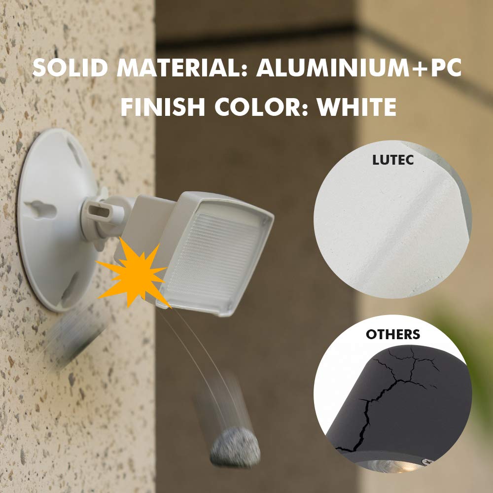 LUTEC 14W LED Flood Light Outdoor 1300LM 5000K Single-Head Waterproof Security Fixture White Model 7635407053