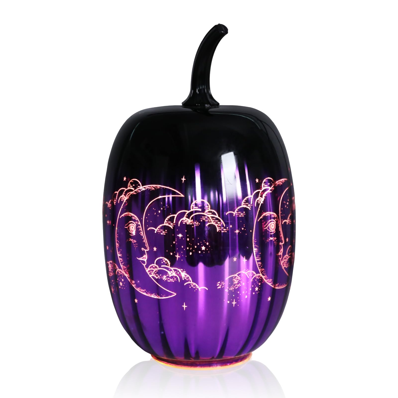 MUMTOP Mercury Glass Pumpkin with Lights and Timer for Tabletop Halloween Thanksgiving Autumn Decorations, Set of 3 Glass Pumpki