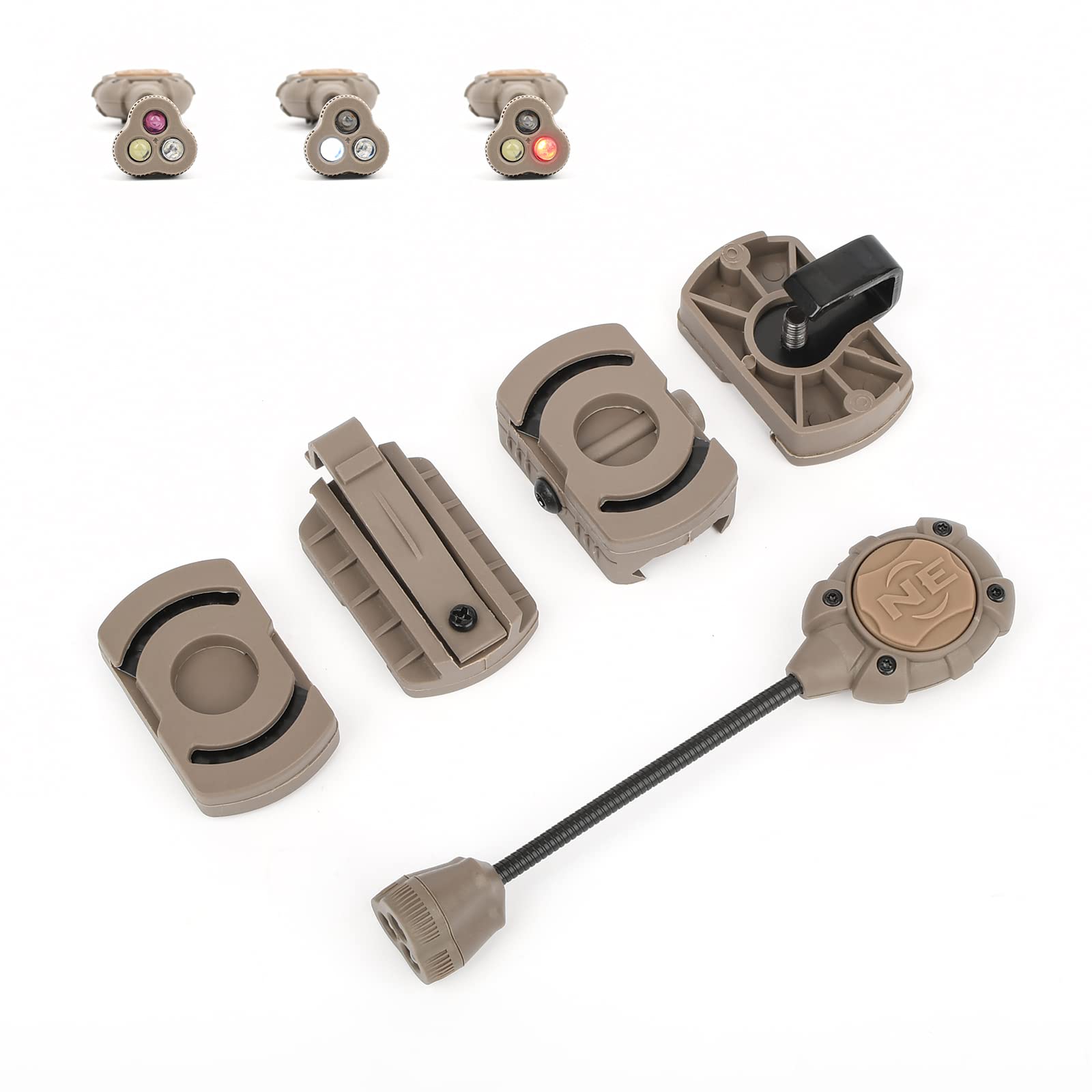 rdzzwxw Tactical Helmet Light with White Red IR LED Task Lamp, Military Helmet Accessories Mount for Mich Fast Helmet Molle Syst