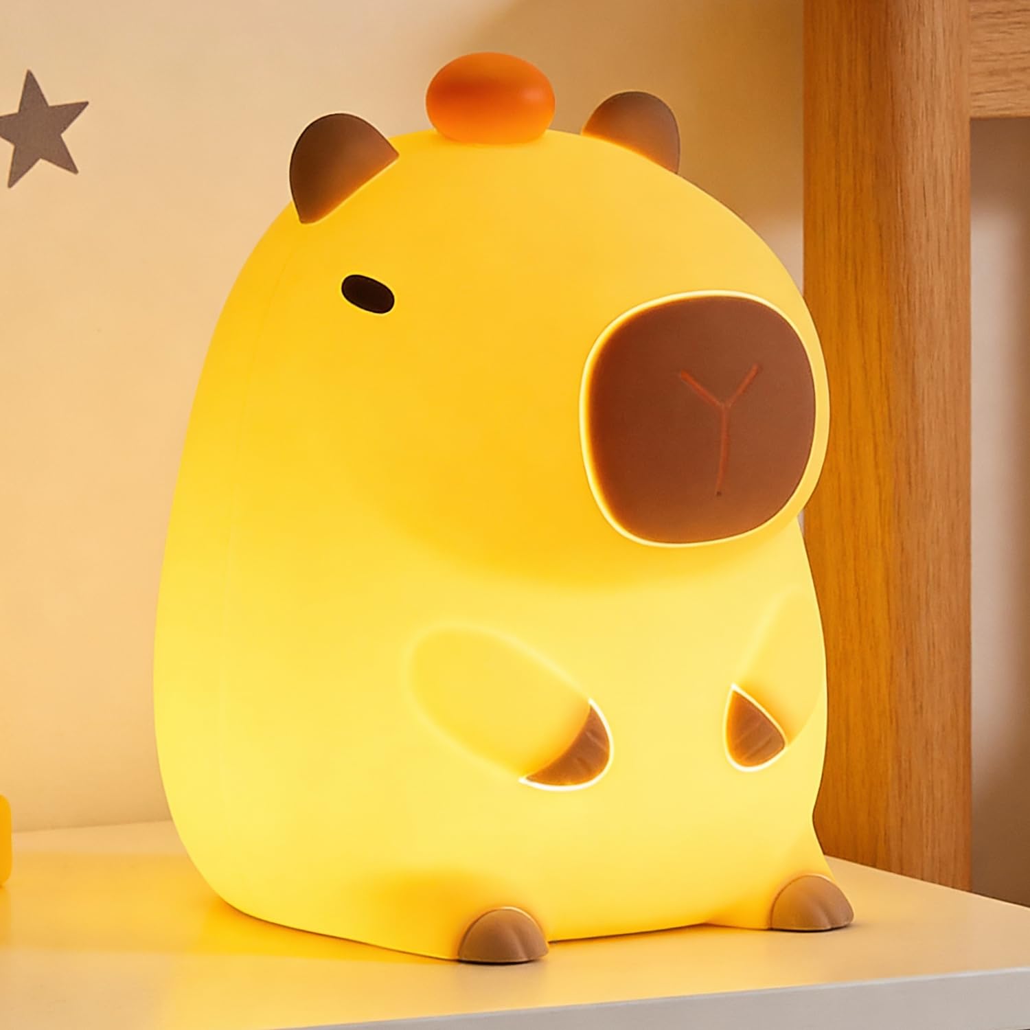Amaredom Capybara Night Light, Cute Capybara Lamp, Silicone Dimmable Nursery Nightlight, Rechargeable LED Bedside Lamp with 20 M