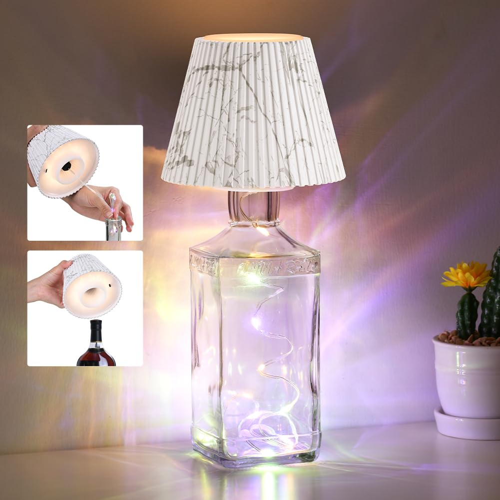 WILIT Wireless Lamp Shades for Table Lamps, 3-Level Brightness Wine Bottle Lights, Cool Desk Lamps for Bar Decor, Wine Lamp with