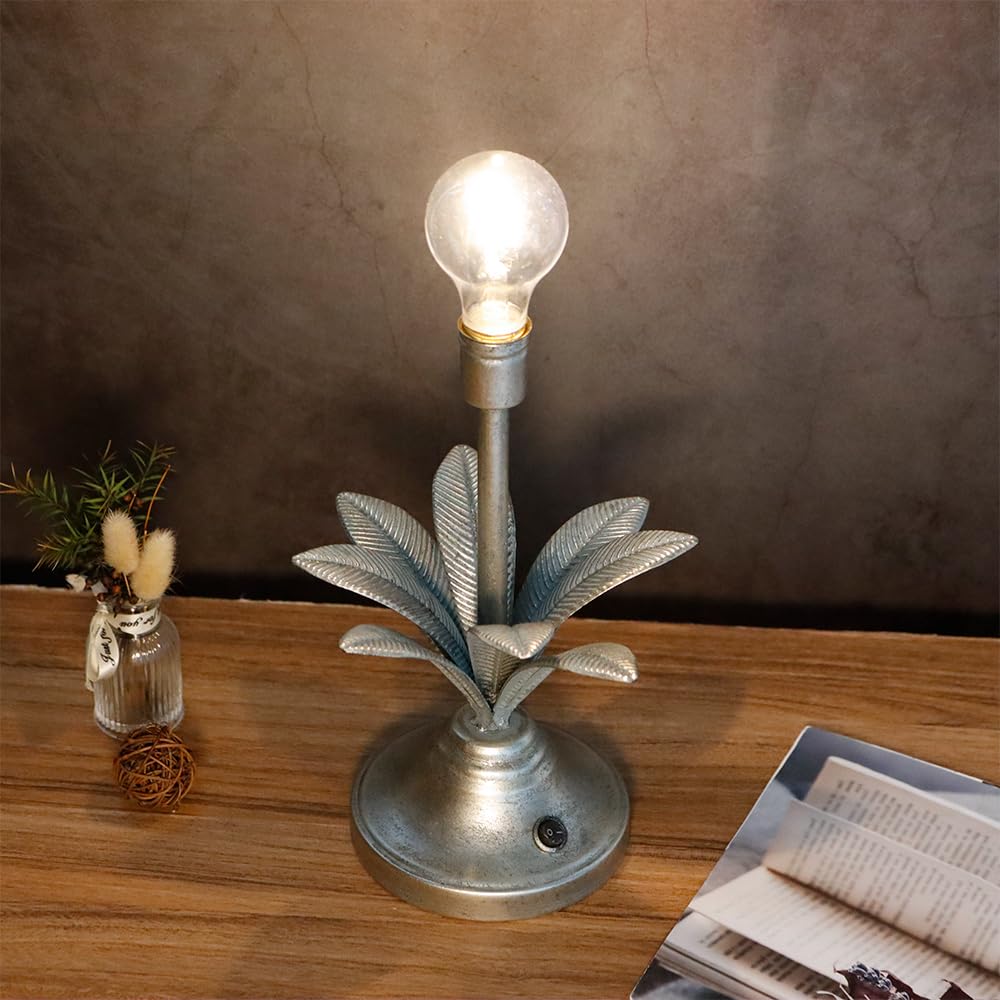 Jhy Design Battery Operated Lamp 13''H Vintage Decorative Cordless Lamp With Led Bulb Small Table Lamp For Bedroom Living Room B