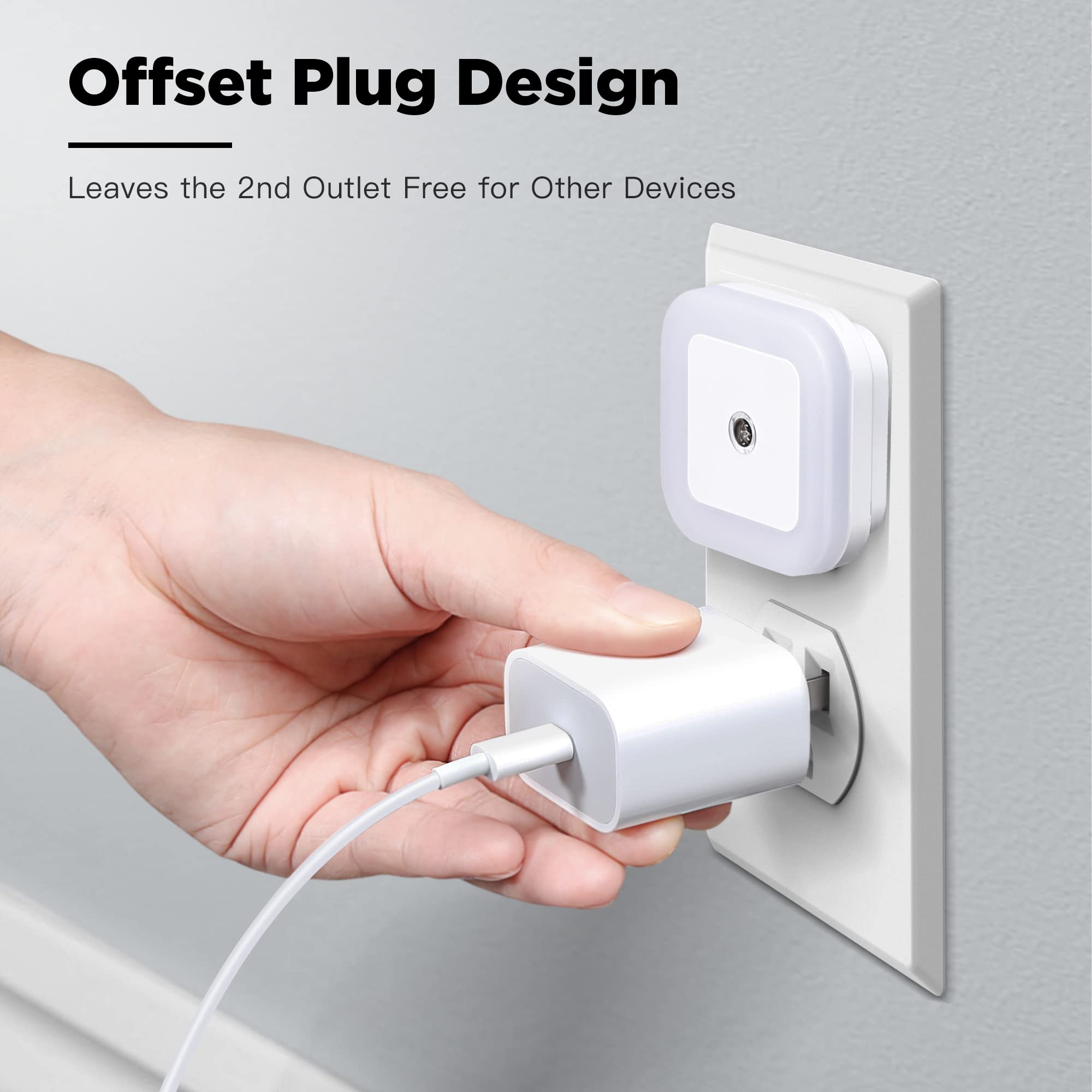 Sycees Plug-In Led Night Light With Dusk To Dawn Sensor For Hallway, Stairs, Bathroom, Kitchen, Bedroom, Nursery, Kids Room, Day