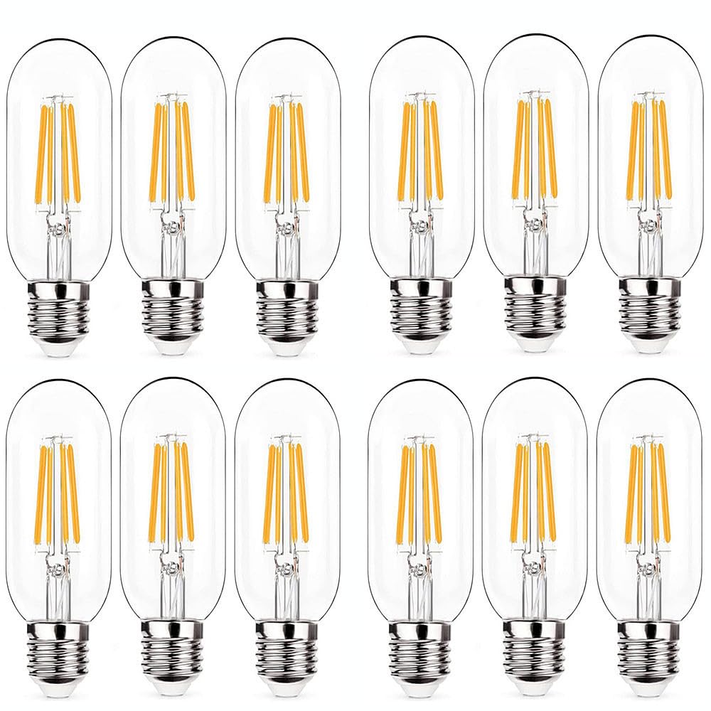 NOTOC E26 LED Light Bulb 4W, 2700K Warm White, Glass, T45 Model, Pack of 12