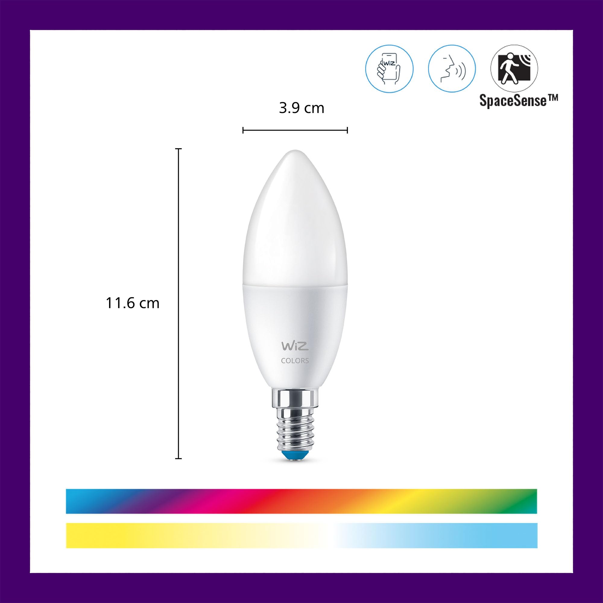 WiZ Connected 6-Pack Smart 60W Candle B11 WiFi Light Bulbs, 16 Million Colors, Alexa & Google Home Compatible, No Hub Required