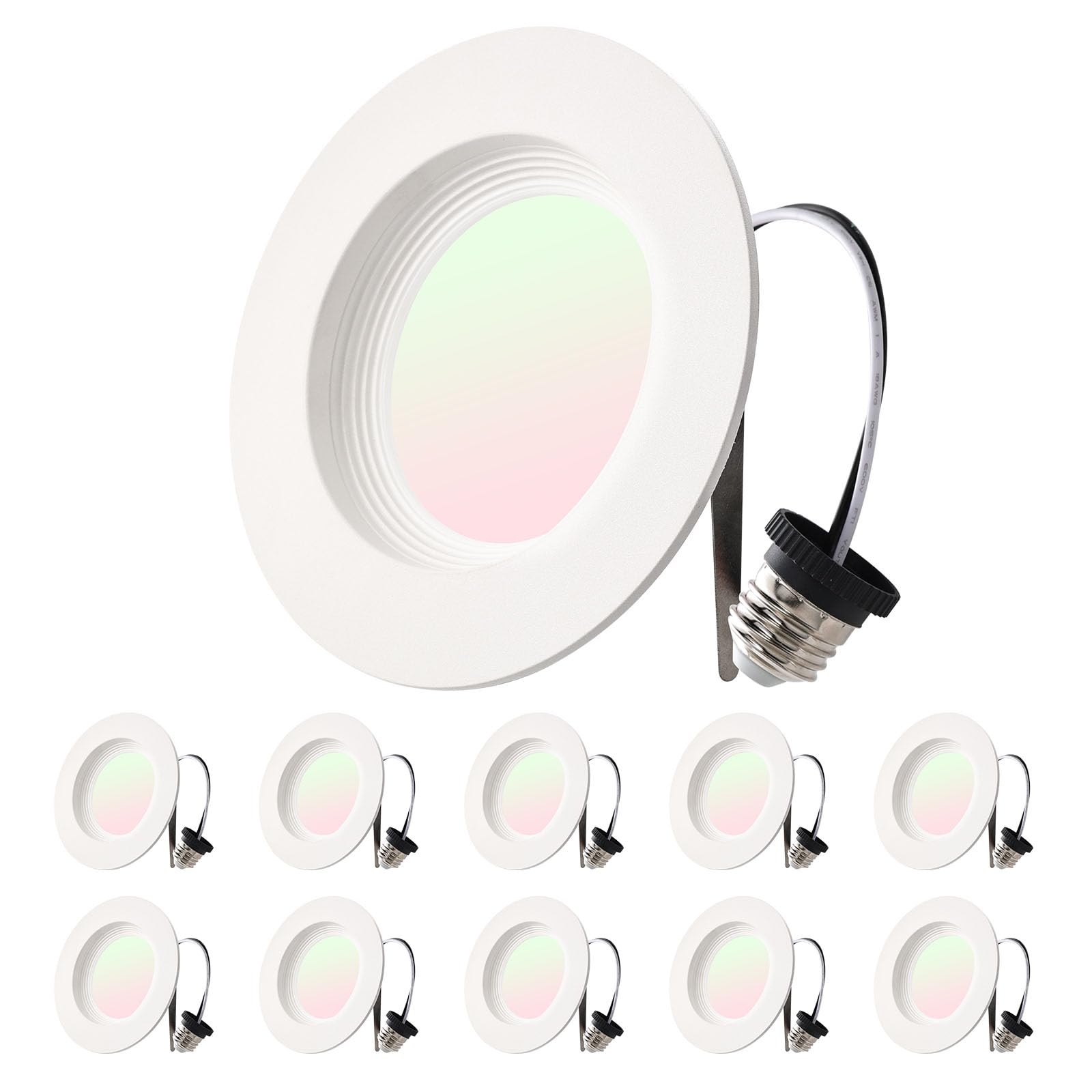 VEVOR 10 Pack LED Recessed Lighting, 4 Inch, 9W 120V, 750 LM, Selectable 5CCT 2700K-5000K