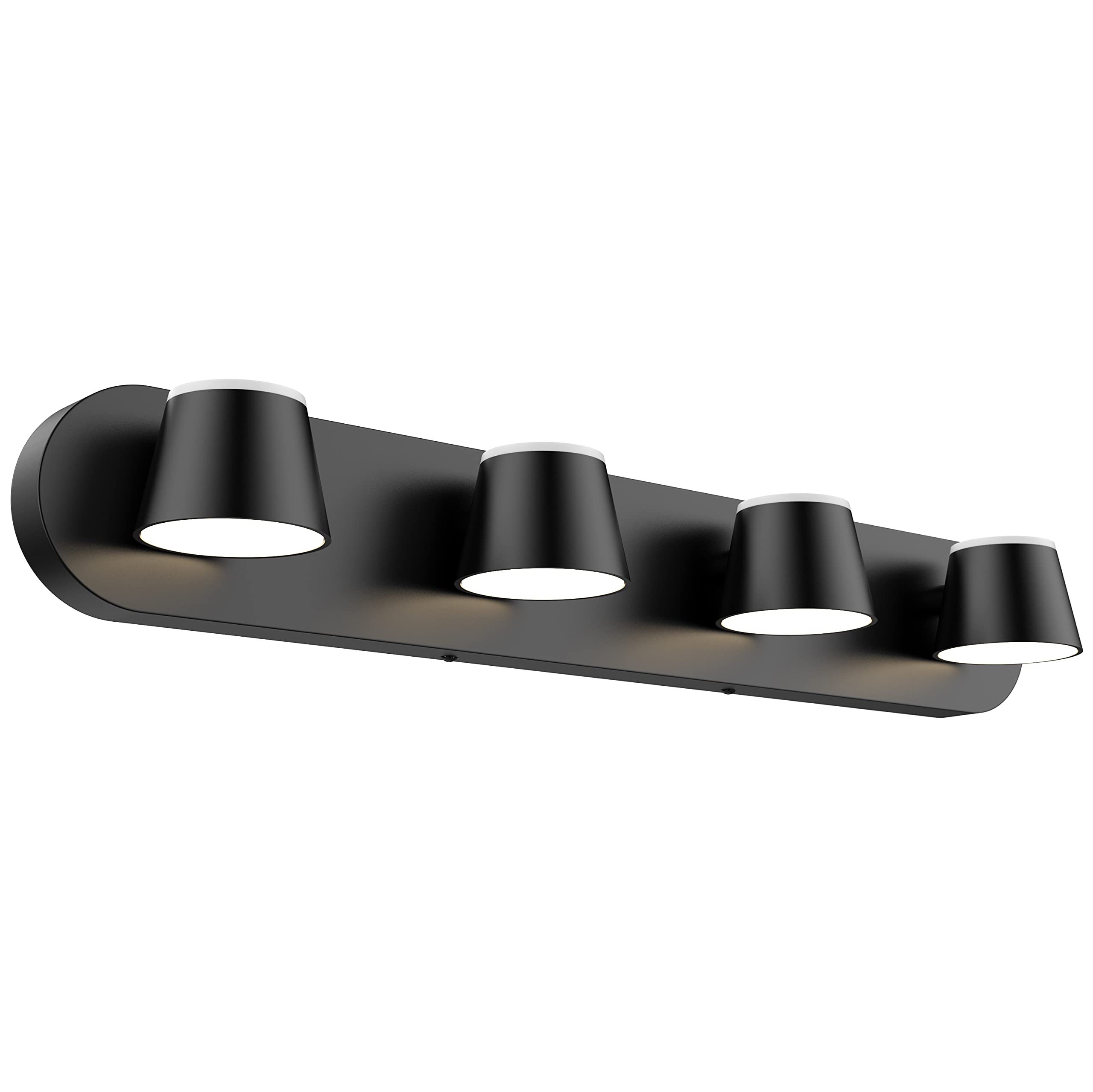 URSOLA 4 Light Bathroom Vanity Light, LED Metal Fixtures, Dimmable, 27 inch, Black, Model 7540-4T