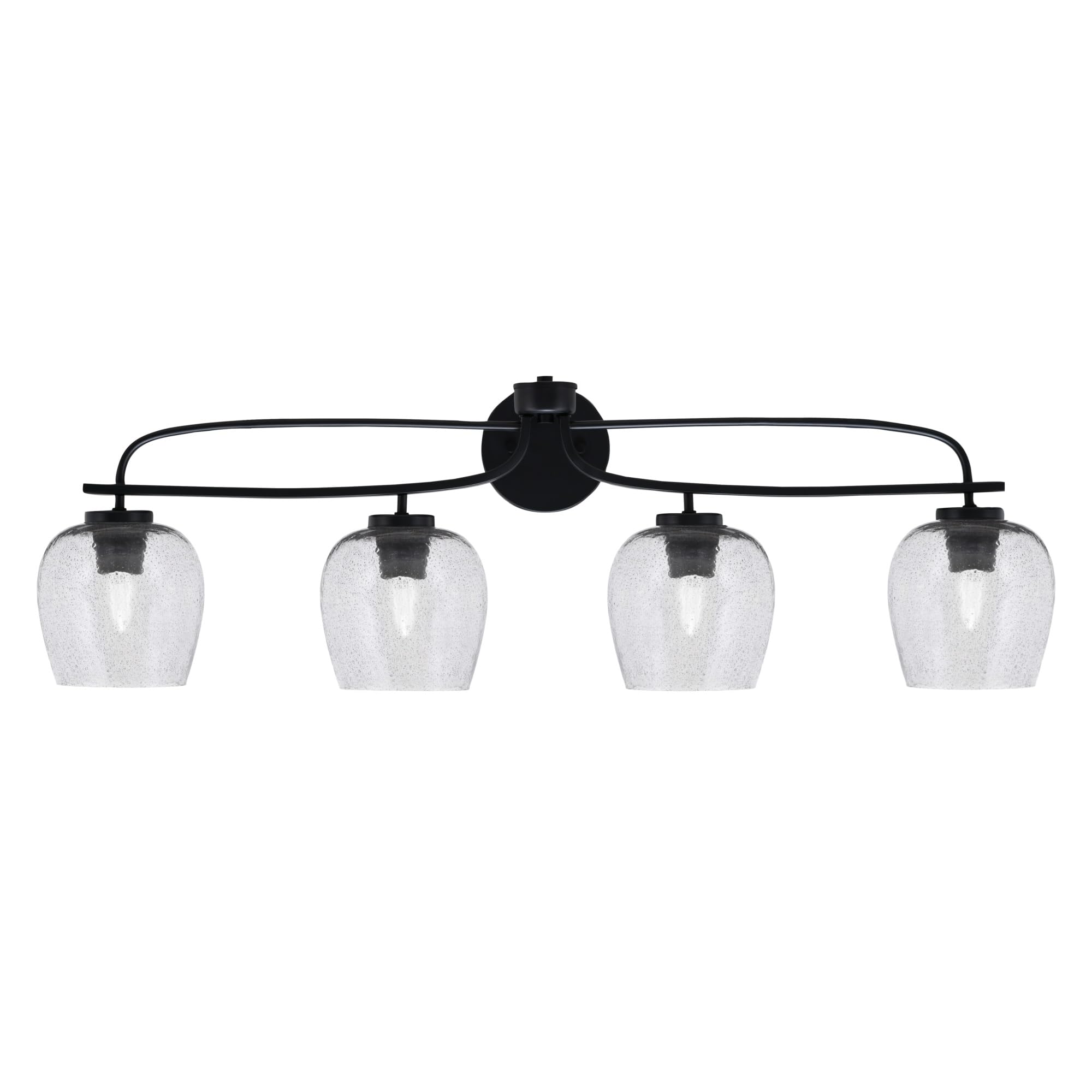 Cavella 4 Light Bath Bar Shown In Matte Black Finish With 6" Smoke Bubble Glass