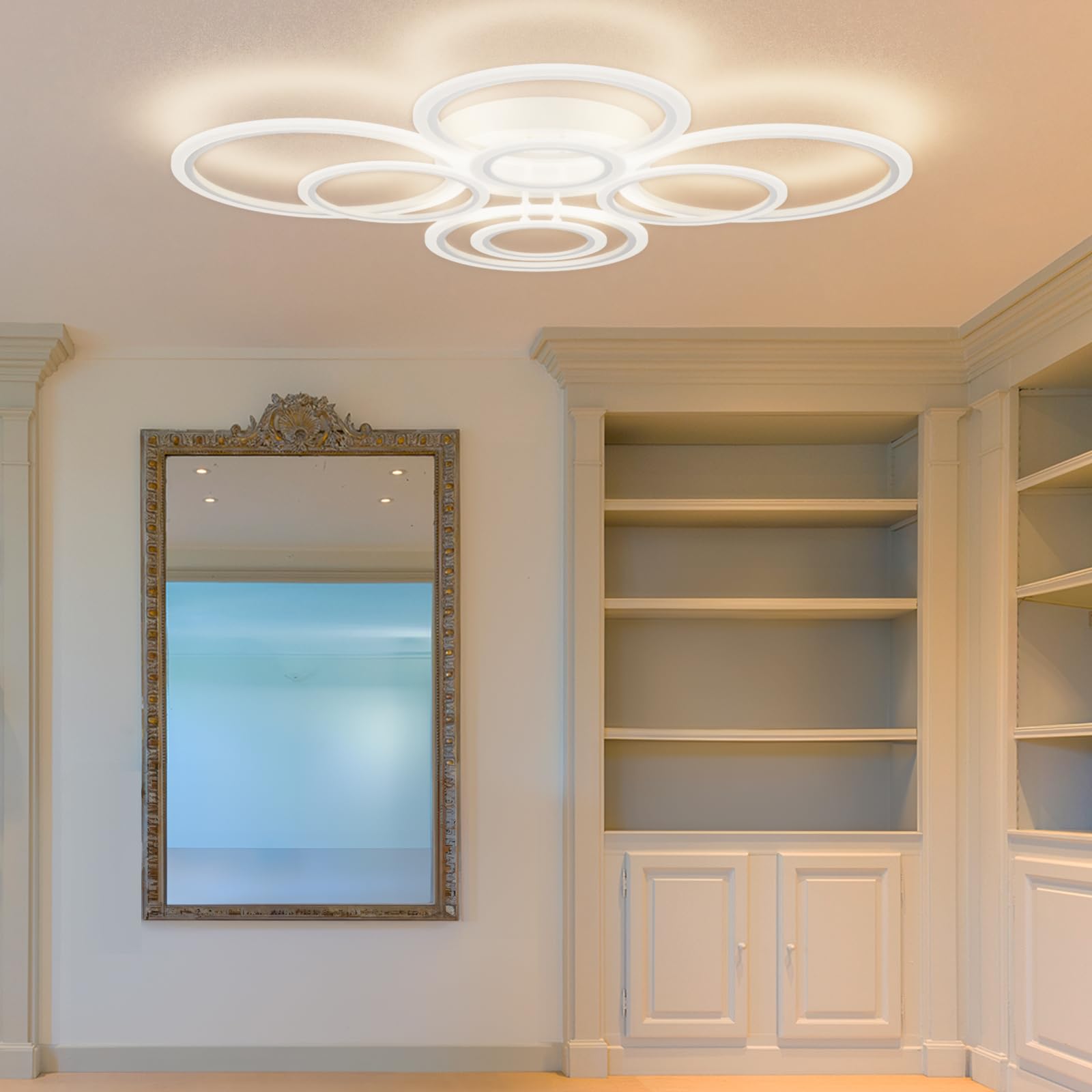 MARYRAIN Modern LED Ceiling Light, 23-Inch, Acrylic, 3348LM, Remote & APP Control, 8 Circles, Energy Saving, Model MR202492304