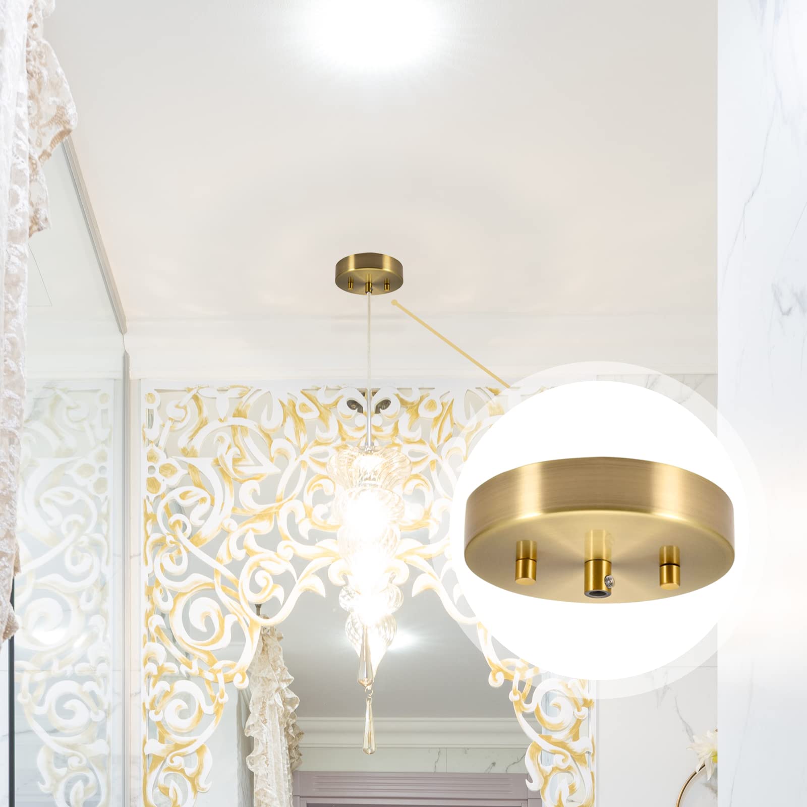 Canomo Pendant Light Canopy Kit, 5.125 Inch, Metal, Antique Brass, Model: Canopy-5-anti, Includes Mounting Hardware