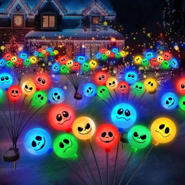 Upgraded 2-Pack Solar Halloween Garden Stake Lights For Halloween Decorations,Solar Nightmare Christmas Outdoor Waterproof Swayi