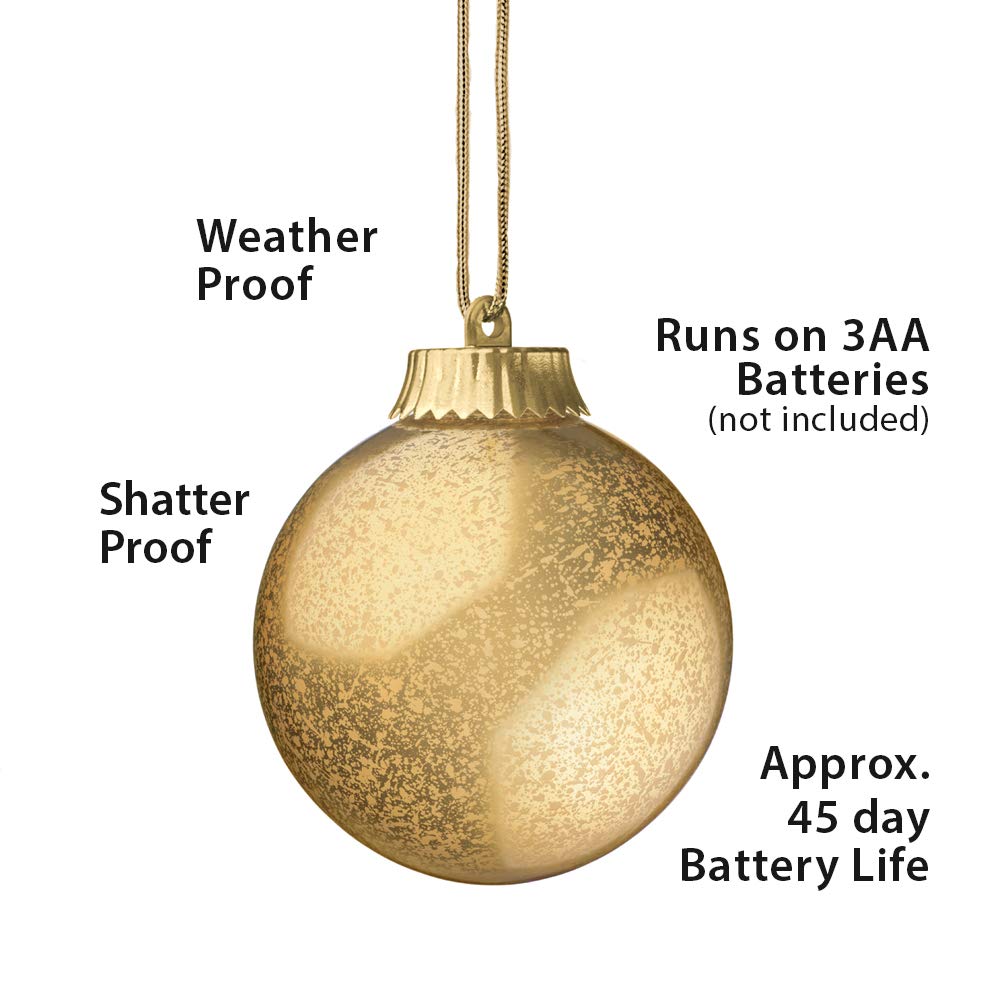 Wp550-3 Outdoor Led Ornament, Battery Powered 5 Inch Pulsing Globe Lights With Dusk Sensor (Pack Of 3) (Gold)