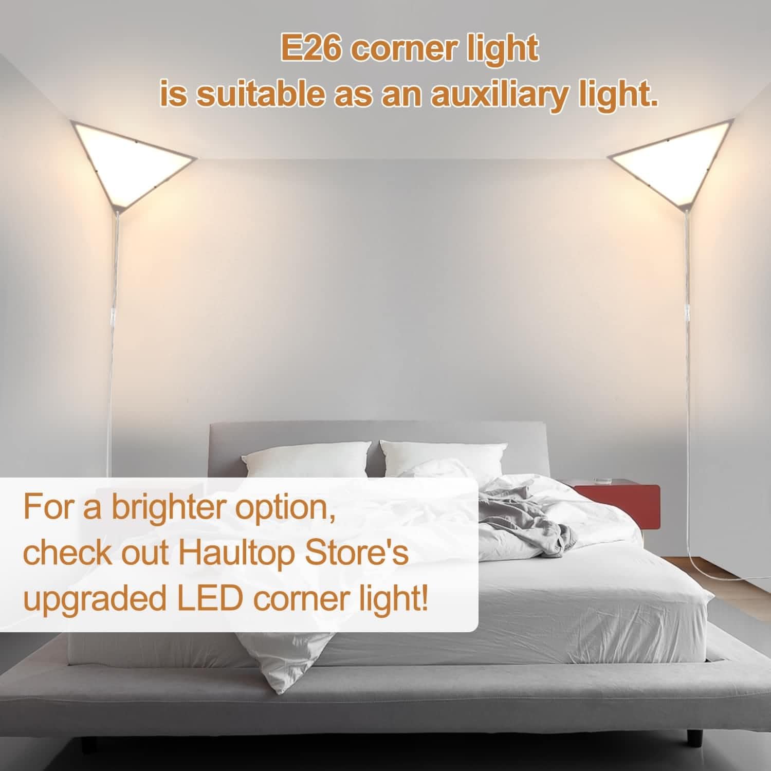 Haultop Corner Lights - Modern Plug-in Metal Ceiling Light, 2 Pack, 8.2FT Cord, Ideal for Living Room, Bedroom, Office