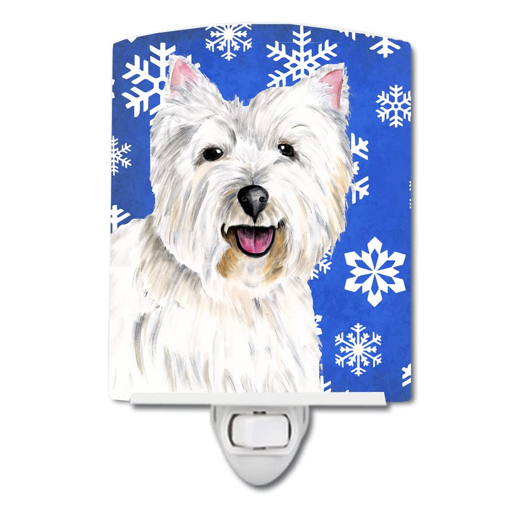 Carolines Treasures Ceramic Night Light, Westie Winter Snowflakes, UL-Certified, 6x4x3in, Multicolor, Model SC9370CNL
