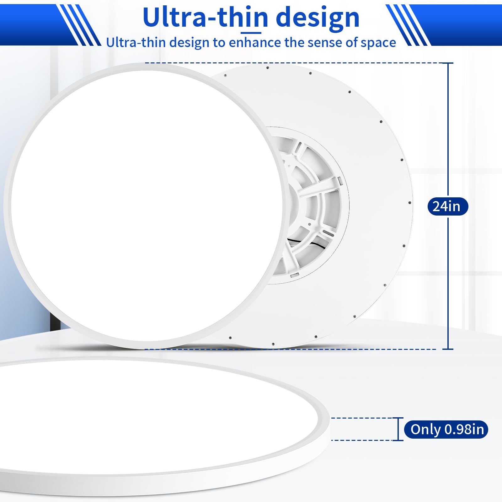 MOONSEA 56W Dimmable LED Ceiling Light, 24 Inch, Remote Control, 3000K-6500K, White, Model BG-LT0143