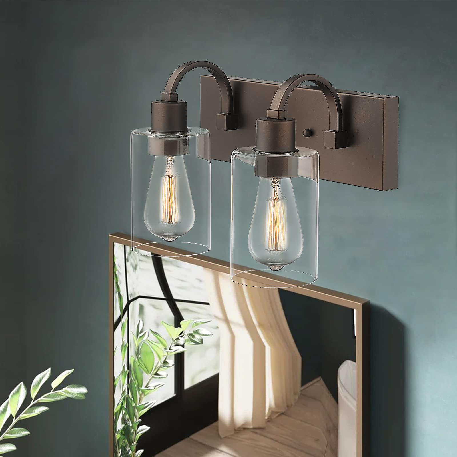 Emliviar 2-Light Bathroom Vanity Light Sconce - Oil Rubbed Bronze With Clear Glass Yce237B-2W Or