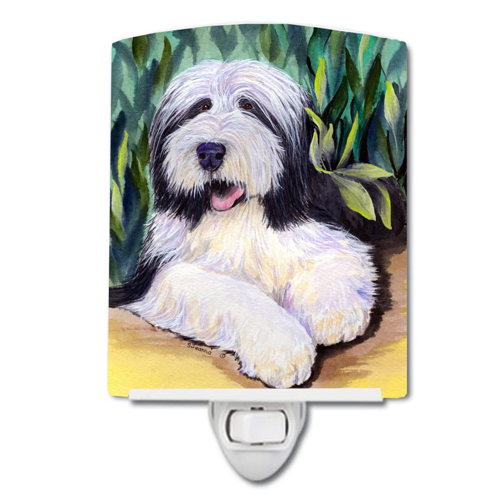Caroline'S Treasures Ss1038Cnl Bearded Collie Ceramic Night Light Compact, Ul-Certified, Ideal For Bedroom, Bathroom, Nursery, Hallway, Kitchen, 6X4X3, Multicolor
