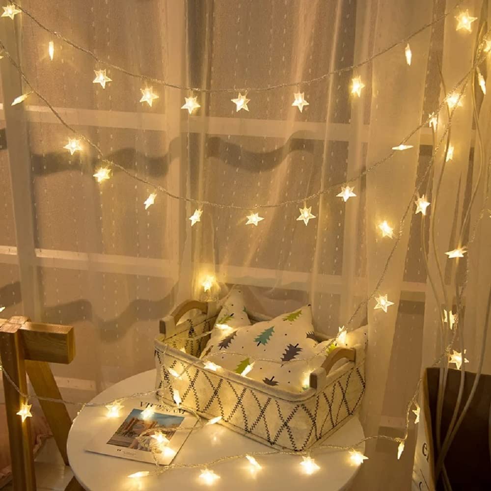 Merdeco Star String Lights, 20ft 40 LED, USB Powered, Warm White Fairy Lights, Plastic, for Party Wedding Christmas Home Decoration
