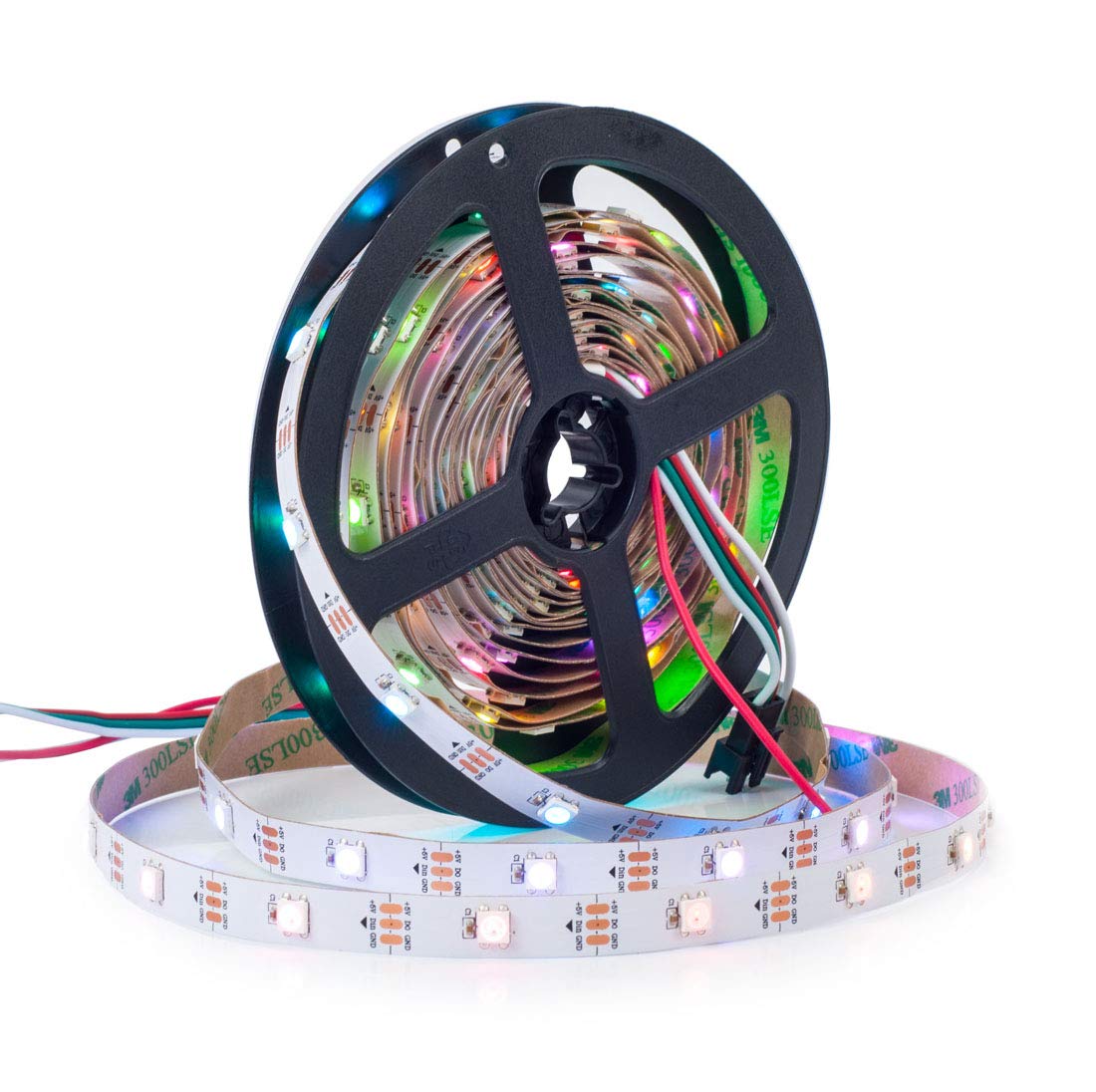 BTF-LIGHTING WS2812B RGB LED Strip 16.4FT 150LED Flexible Dream Color IP30 White FPCB Model WS2812B5M30LW30E