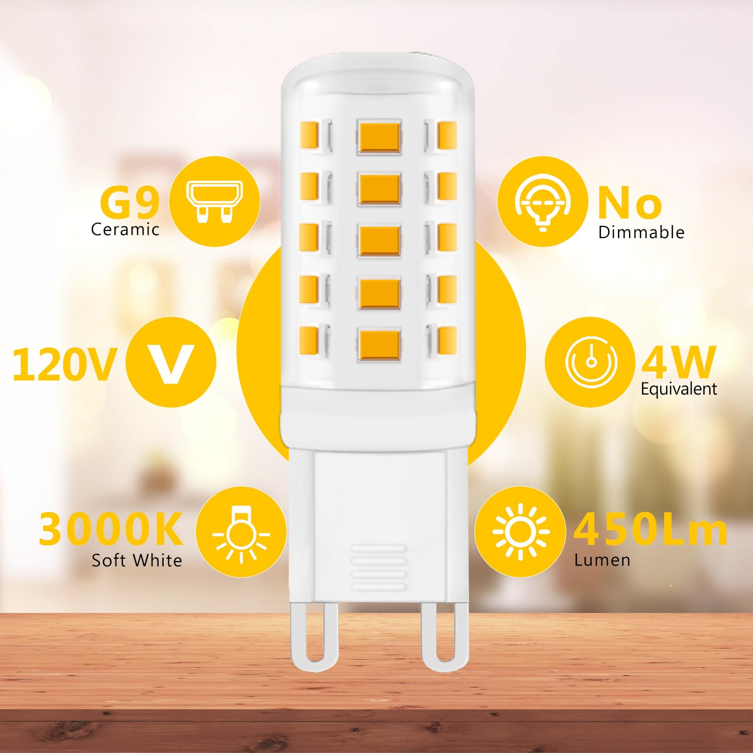 Daybetter G9 Led Bulb 4W  40 Watt T4 G9 Halogen Equivalent  24 Pack 450 Lm 360 Beam Angle Warm White 3000K  G9 Bi Pin Base Led Light Bulbs For Chandelier Lighting  Non-Dimmable