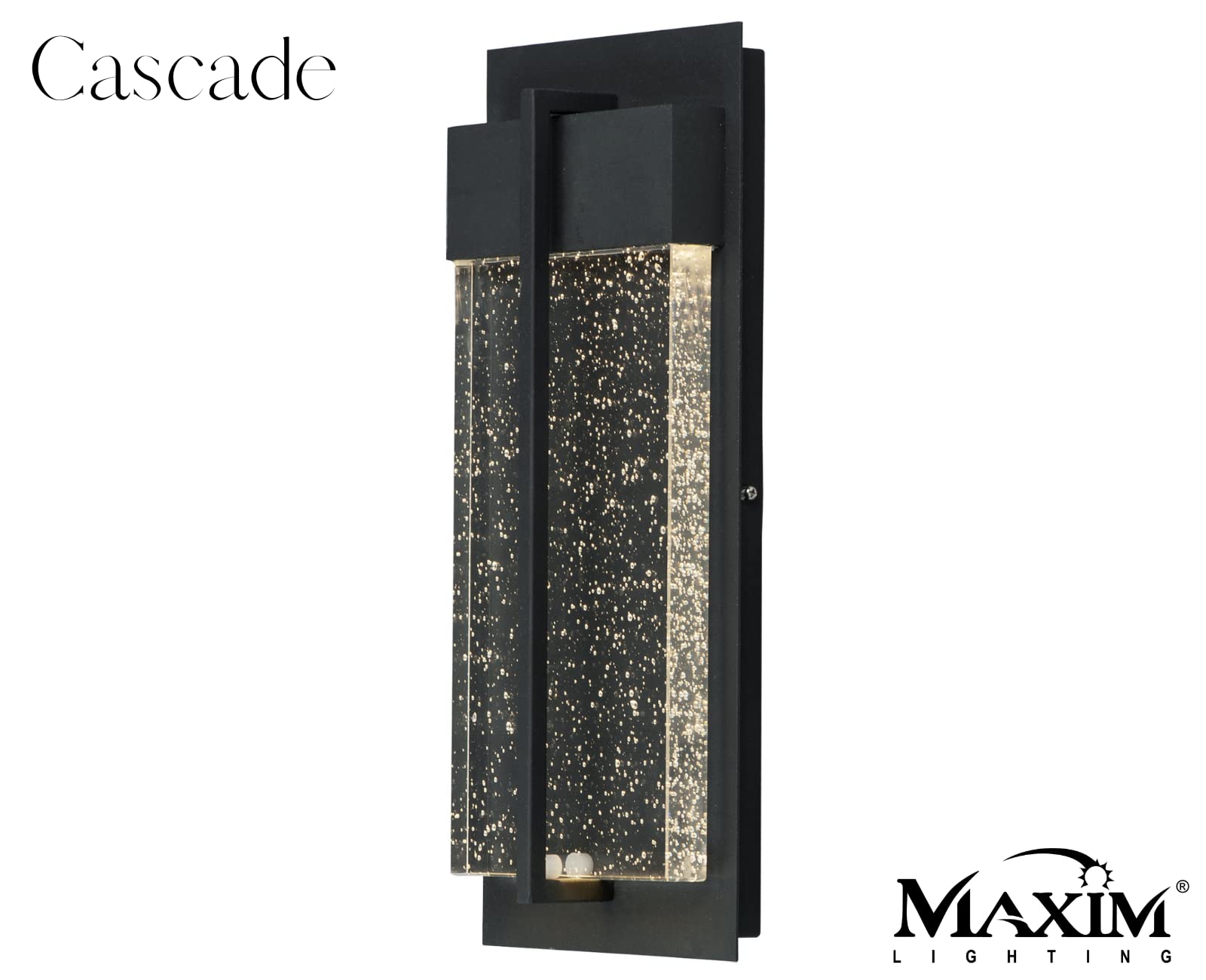 Maxim LED Outdoor Wall Sconce, 16in Dimmable, Black Finish, Bubble Glass, Model 56193