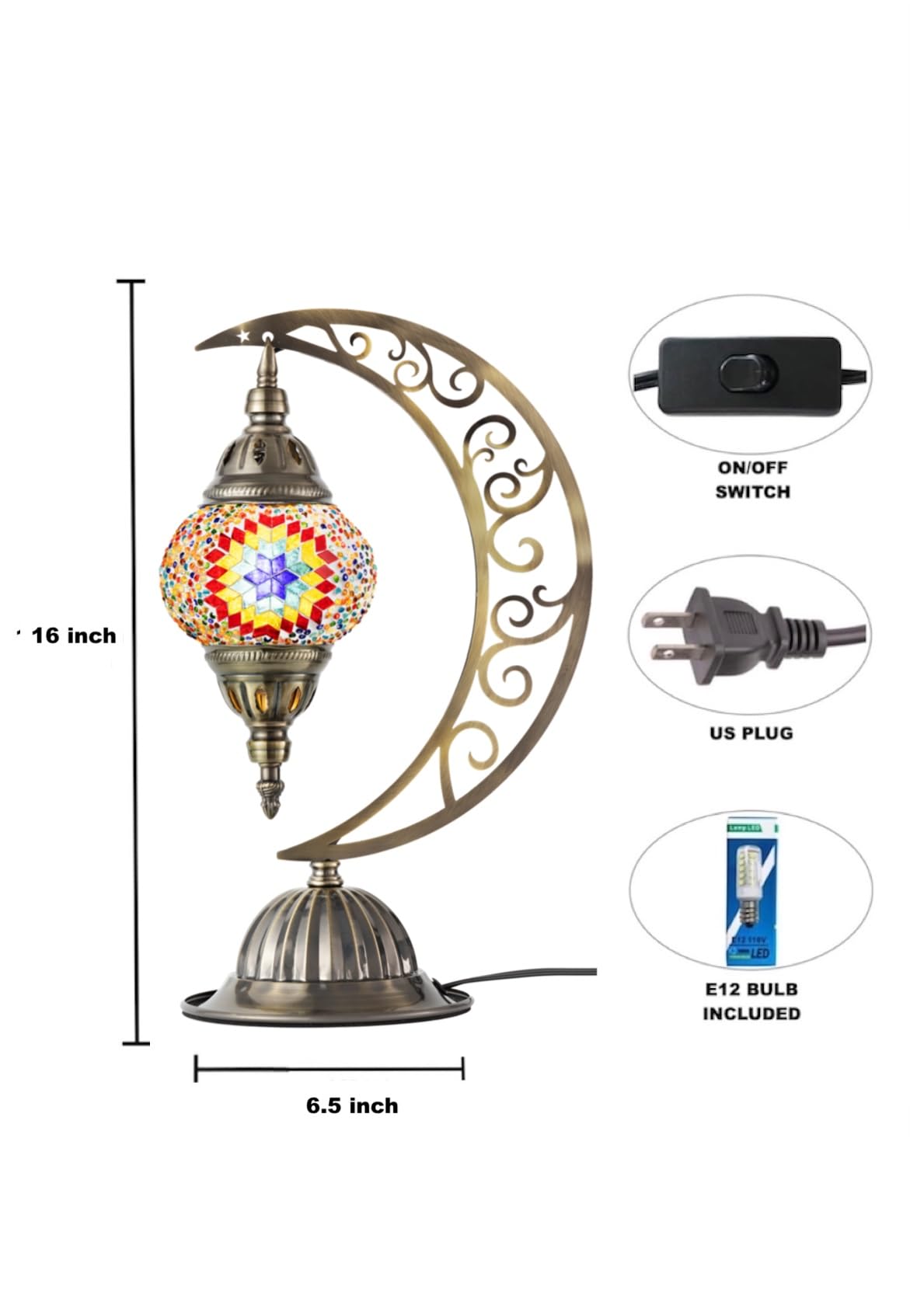 Turkish Mosaic Moon Lamp Making Kit | Diy Colorful Glass Decorative Table Desk Light | Craft Kit For Adults | Make Your Own Lamp