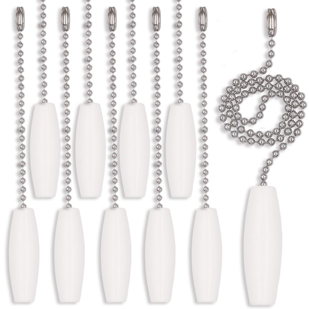 Aeknewo 10 Pack12-inch Ceiling Fan Pull Chain, 3mm Beaded Ball Chains Wooden Decorative Pendant Extension Chains for Ceiling Lig