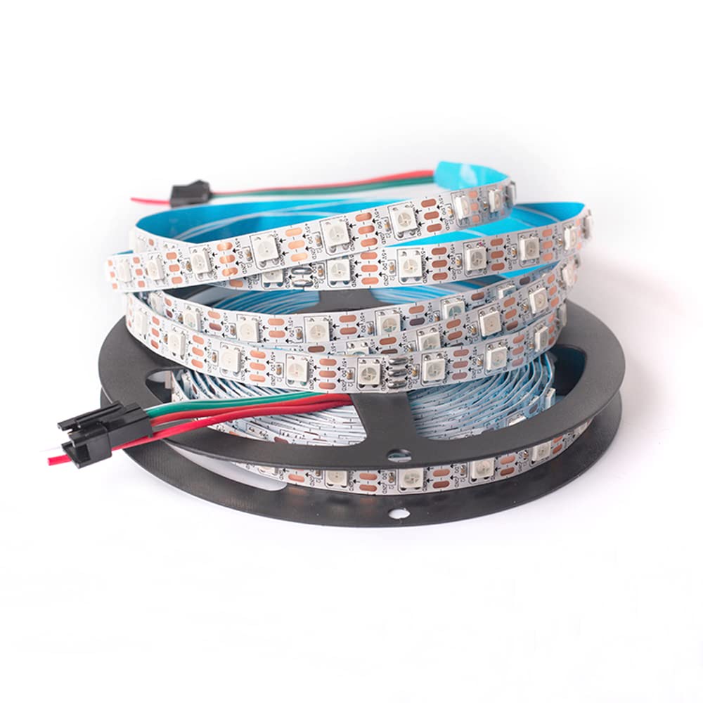 Svfishkk Ws2812B Led Strip Smd 5050 Individual Addressable 60Pixels/M 300Pixels Rgb Pixel Strip Full Color Led Strip Non-Waterproof Dc5V (16.4Ft 300Led Ip30, White Pcb)