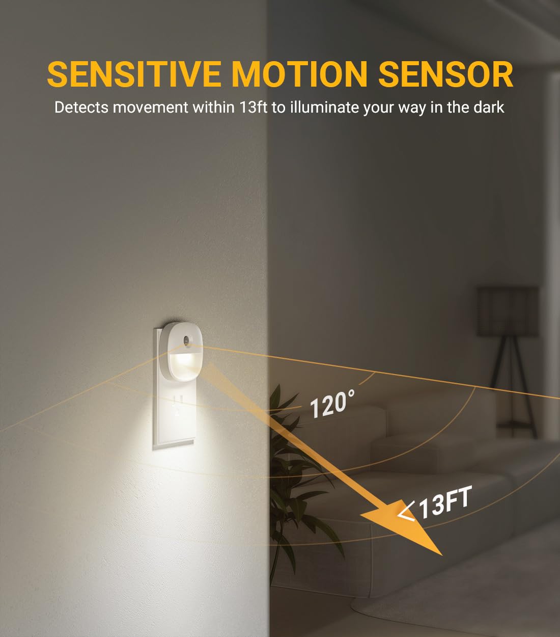 Lyridz Motion Sensor Night Light, Dimmable LED, Small Size, Cold White, Model A5101, 4 Pack