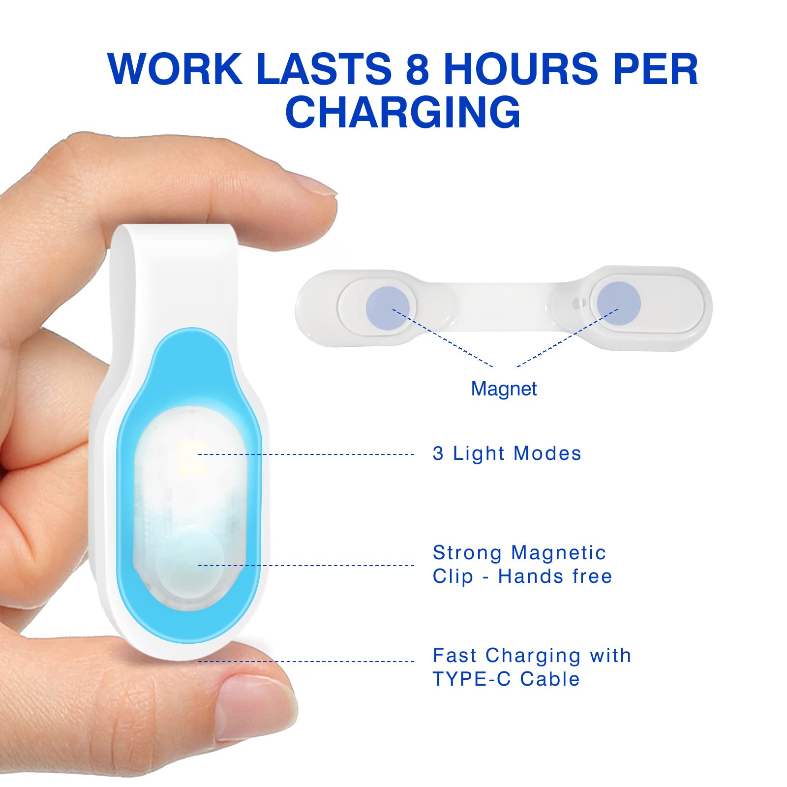 Mayaugst Rechargeable Nursing Night Light - Hands-Free LED Flashlight, Blue, Model MA-Nurse Light-001