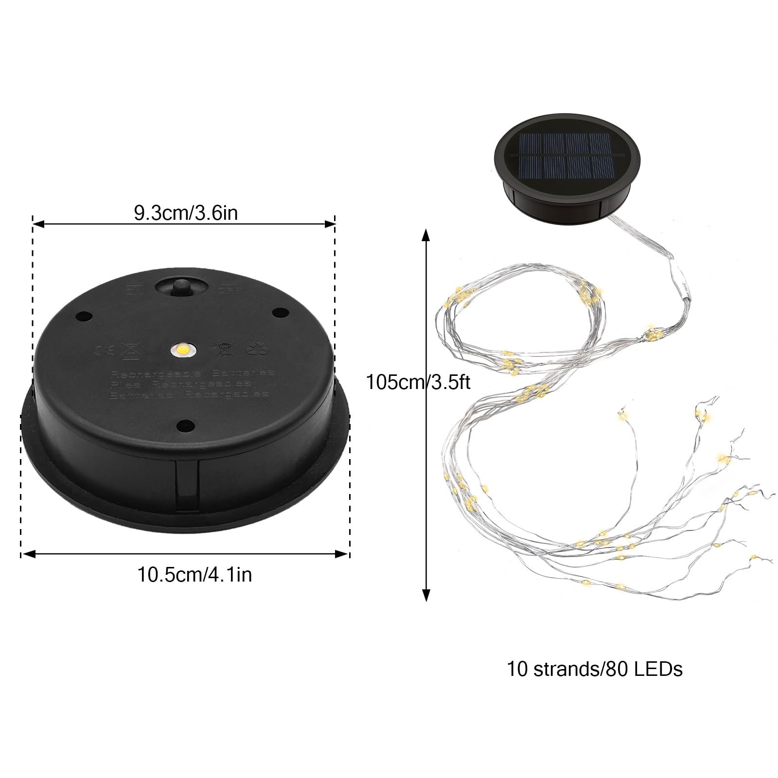 Vookry Watering Can Solar Lights - Replacement Top With 3.5Ft 80 Led Flashing String Lights, Outdoor Waterproof Solar Lantern Ba