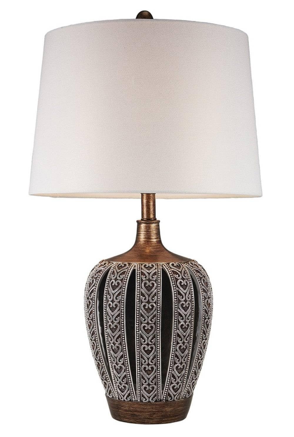 HomeRoots Primo Tall Table Lamp - Brown with White Shade