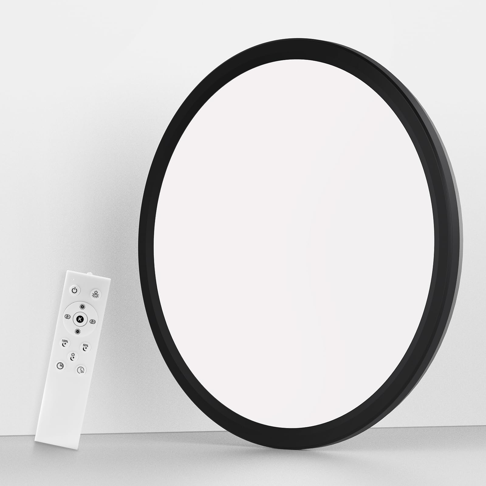 Amazefan 15 Inch Led Flush Mount Ceiling Light - 36W Dimmable, Night Light, Black, Model: Led Deckenleuchte