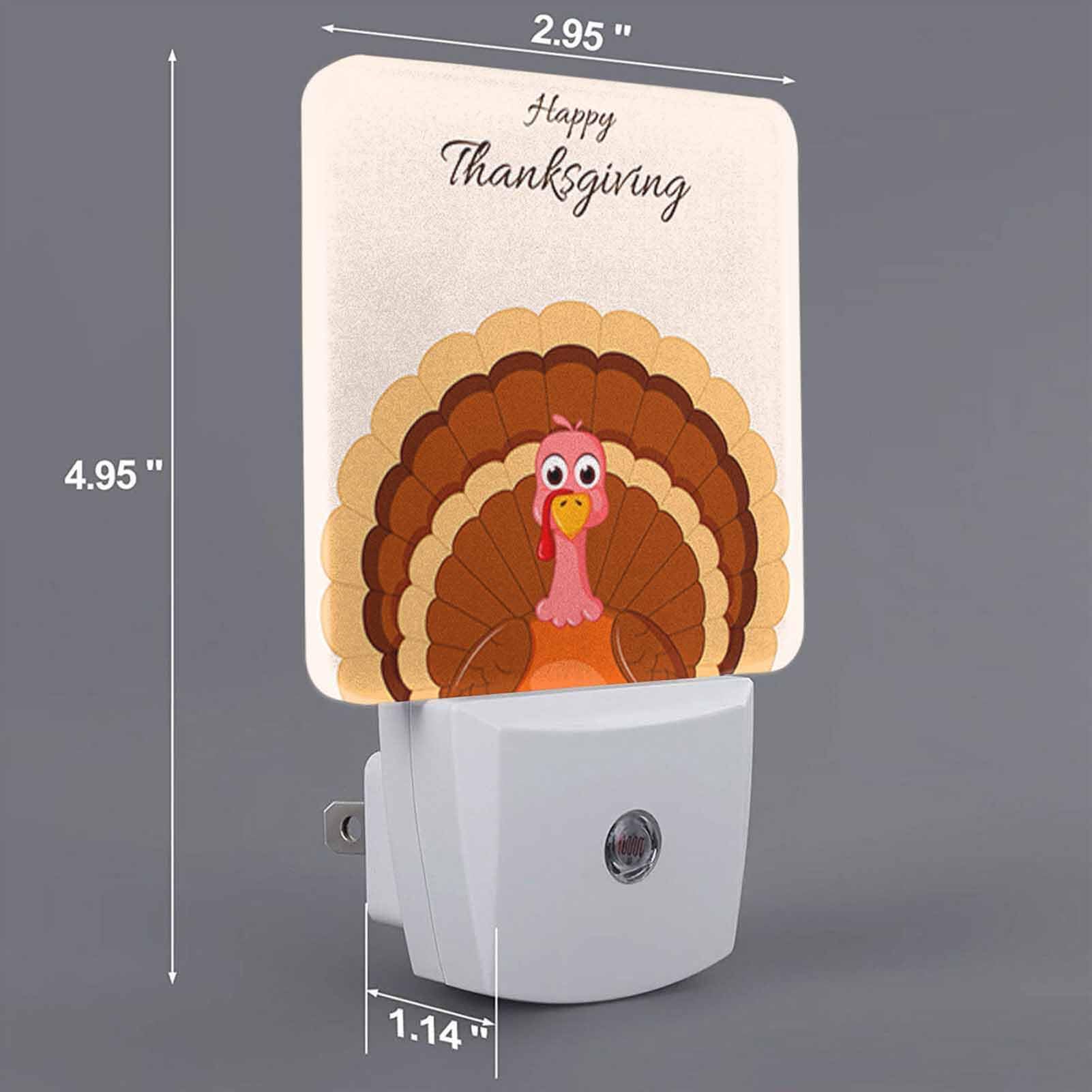 Chrobak LED Night Light with Dusk to Dawn Sensor, Happy Thanksgiving Turkey, Energy Efficient, Model WML-Night-Light-231023-52