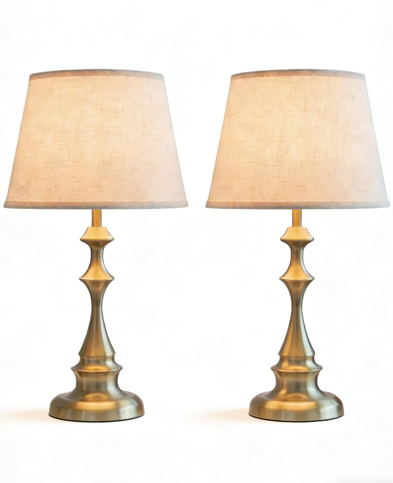 Etonovate Touch Control Medium Table Lamps Set of 2, 20.47 Rustic Bronze Bedside Lamps with Linen Shade, Farmhouse Nightstand La