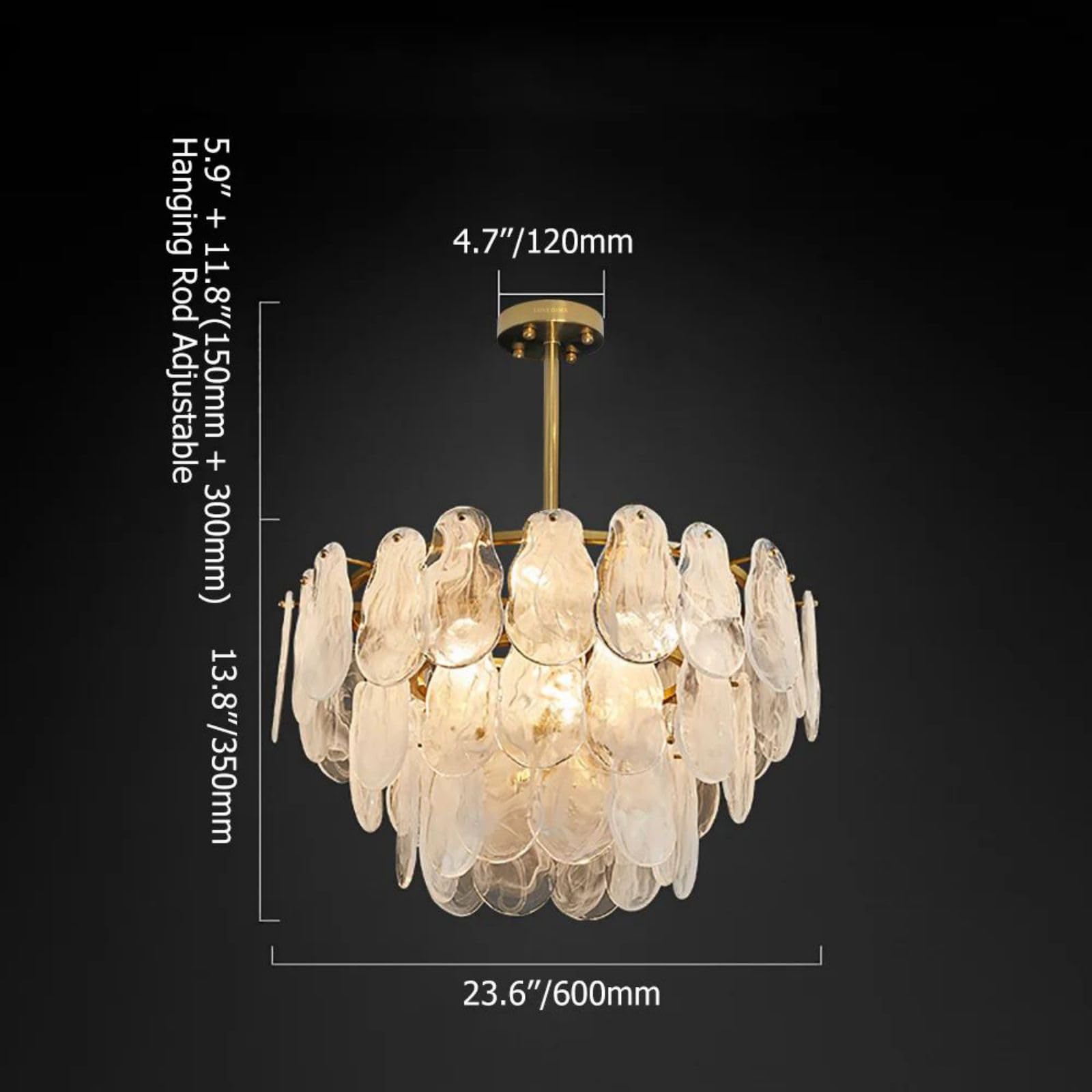 Lovedima Gold Dining Room Chandelier Multi-Tier Lantern Pendant Lighting,Cloud Glass Metal Chandeliers Hanging Ceiling Light Fix