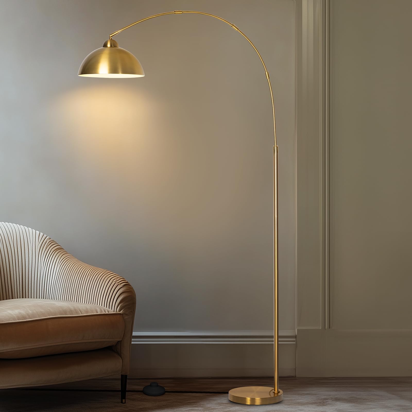 EOEYYOYB Floor Lamp with 3 Light Modes Adjustable- Modern Arc Standing Tall Lamp Dimmable Brightness  Perfect for Living Room  Bedroom  and Office  Gold
