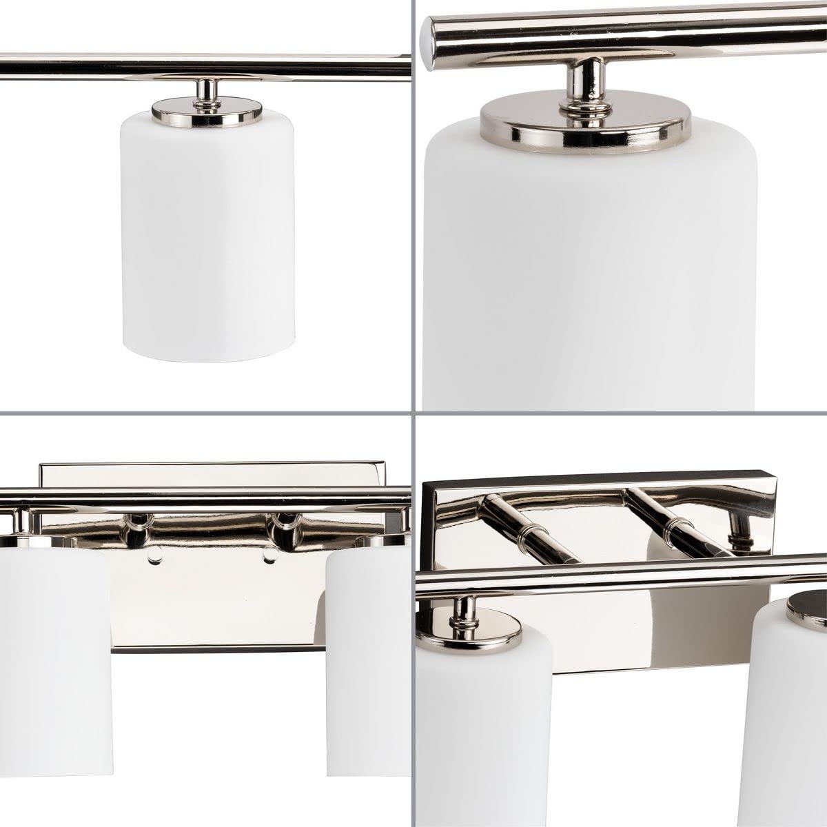 Progress Lighting P300385-104 Replay Collection 48 In. 6-Light Polished Nickel Etched White Glass Modern Bath Vanity Light