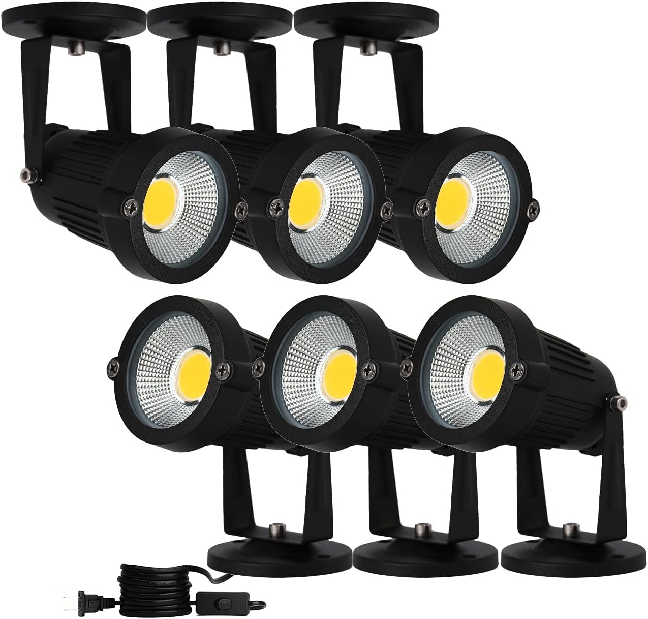 ELEGLO Landscape Spotlight LED 110V Outdoor Lighting IP65 Black Aluminum 3000K 6FT Cord Model 120VLDST