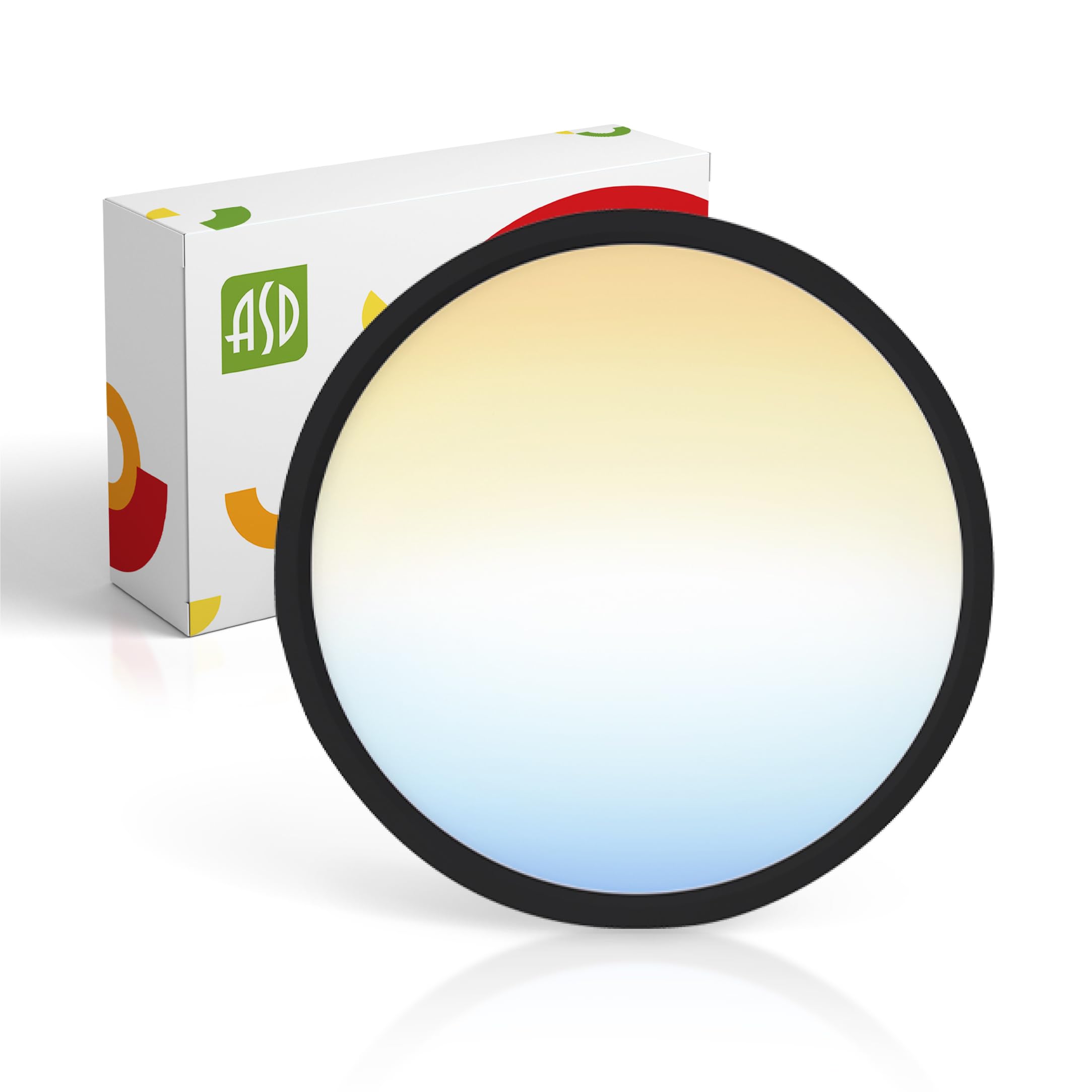 ASD LED Flush Mount Ceiling Light Fixture, 18W 1660LM, Dimmable, 9in Round, Black, Model A-MPR-9D18BK