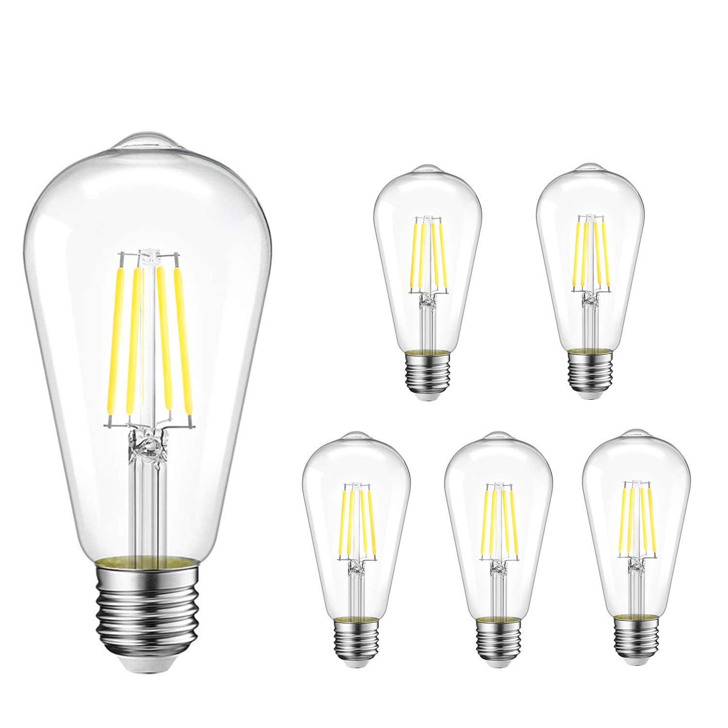 Livemax Vintage Edison Led Bulb,Antique 40W Vintage Edison Bulb,E26 Light Bulb Led Bulb 400 Lumens Daylight 4000K,Pack Of 6(Non