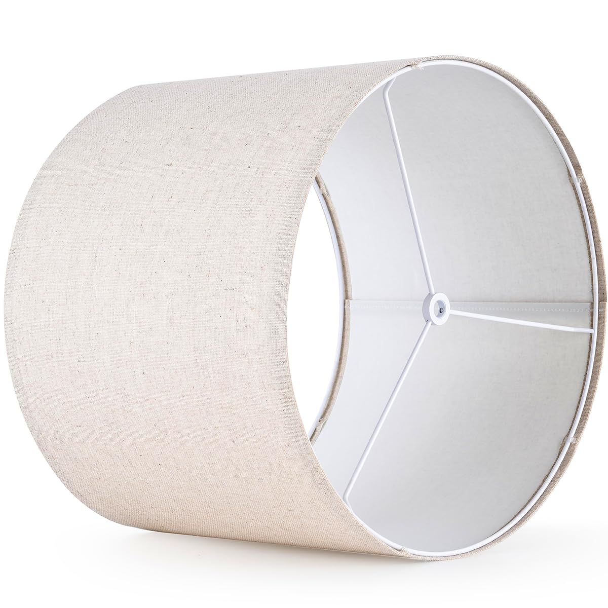 GO&SO Beige Drum Lamp Shade - 13" Top x 13" Bottom x 10" High, Oatmeal Linen, Spider Fitting, Rustic Style, 1 Pack