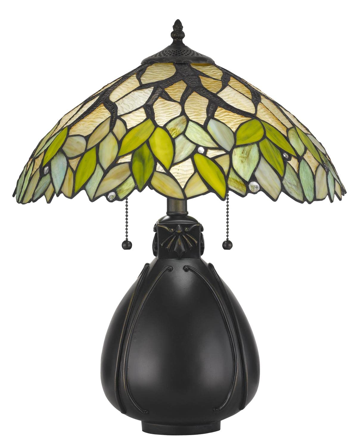Cal Lighting BO-2798TB Tiffany/Mica Two Light Table Lamp from Tiffany Collection in Bronze/Dark Finish, 16.00 inches