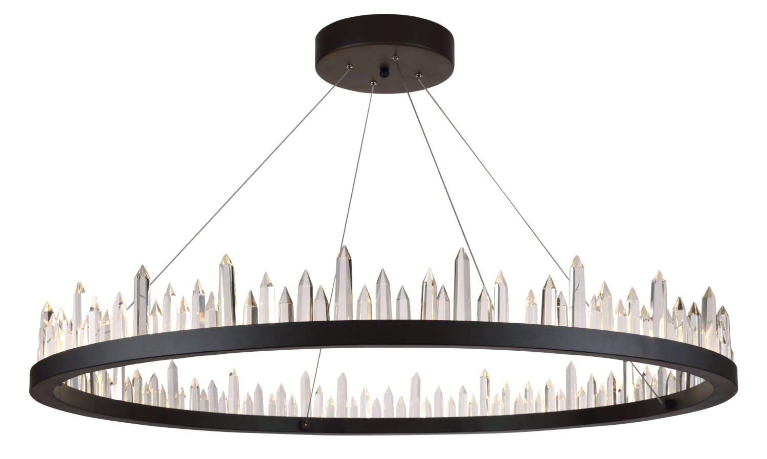 Elegant Lighting 1705D42SDG Malta - 42" 56W 56 LED Adjustable Chandelier, Satin Dark Grey Finish with Royal Cut Crystal